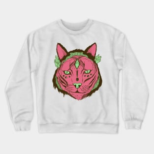 Pink Mint Mystical Tribal Cat Crewneck Sweatshirt